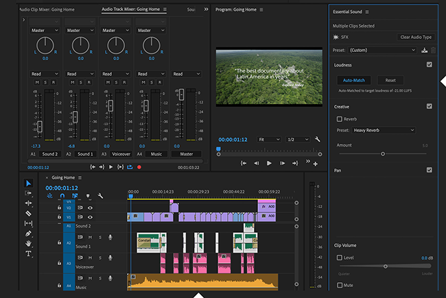 adobe premiere create audio mix