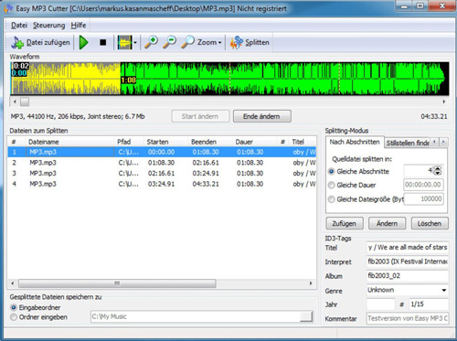 easy mp3 cutter interface