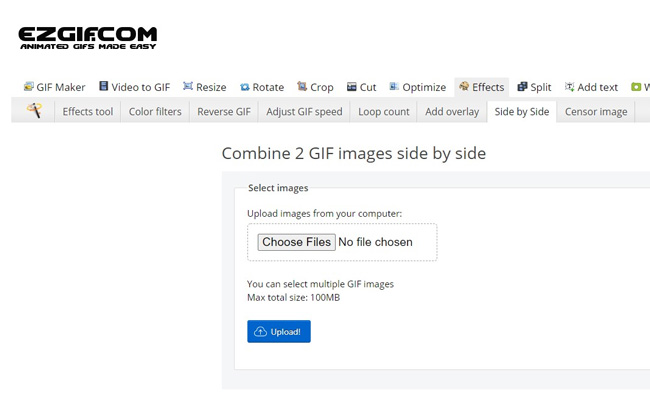 merge two gifs side by side in ezgif online