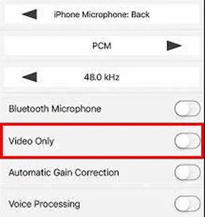 mute audio in filmic pro