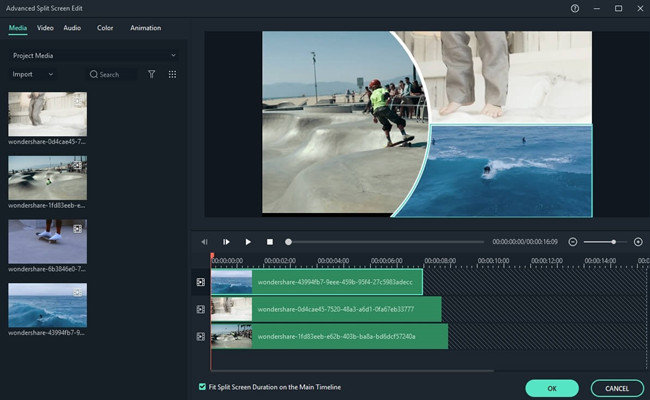 filmora split screen video editor