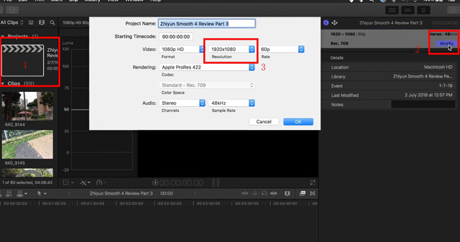 final cut pro change resolution