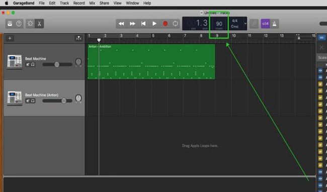 how to change speed of audio in garageband