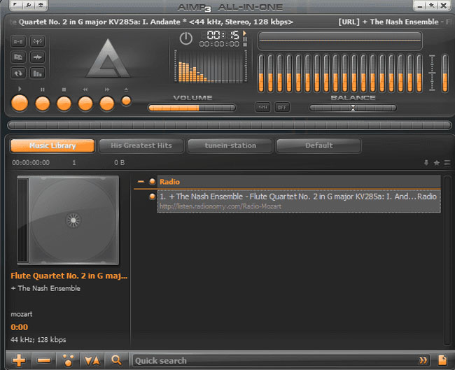 aimp music player interface