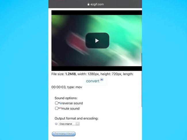 how to reverse a video on iphone with ezgif