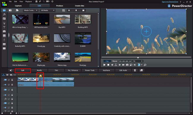 how to split videos on powerdirector