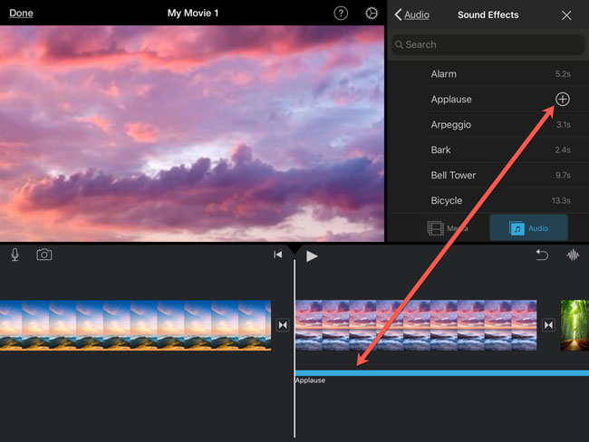 add sound effects to video imovie