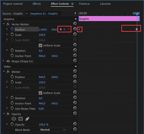 keyframes for graphic