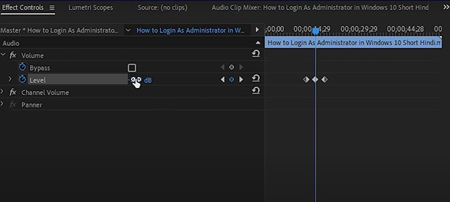 audio keyframes in effect controls