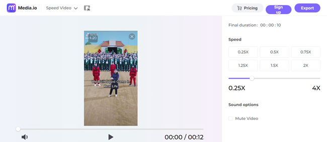 speed up a video in media.io online