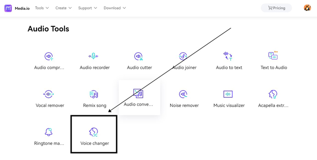 change voice in media.io online