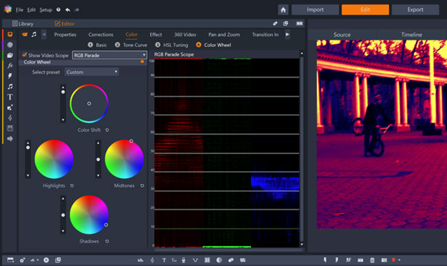 pinnacle studio color grading