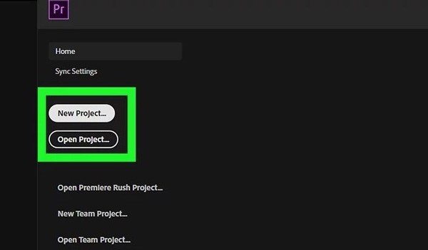 start a new project in adobe premiere pro