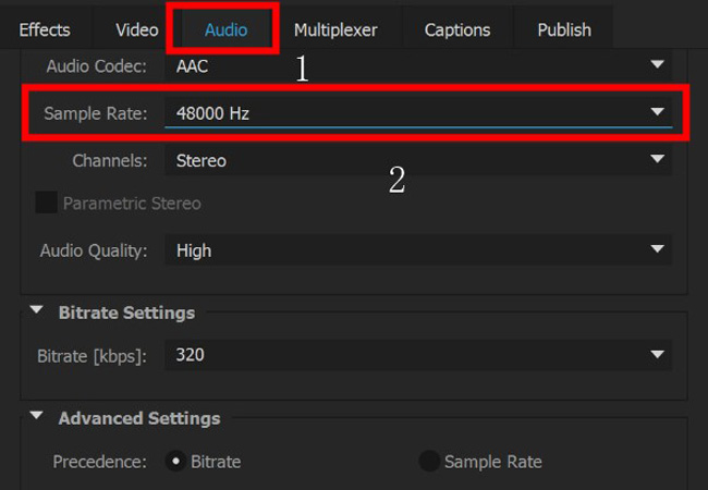 how to change audio sample rate with premiere pro