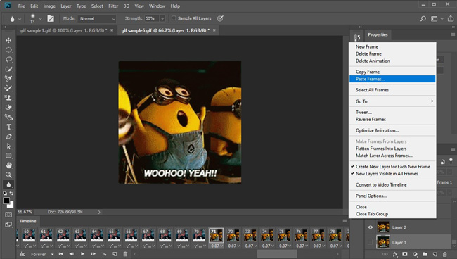 paste frames of gif in ps