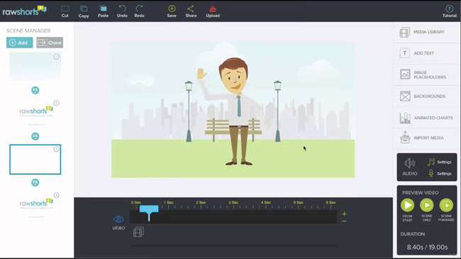 rawshorts free explainer video maker interface