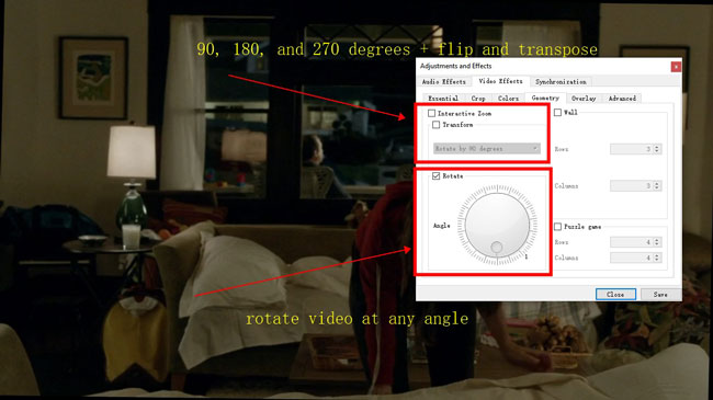 rotate a video in vlc media player