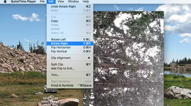 rotate a video with quicktime player