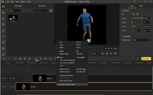 how to trim or split videos on windows 7 through VideMake Video Editor