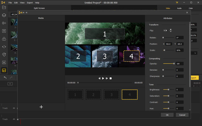 split screen on VideMake Video Editor