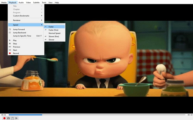 vlc video speed changer interface