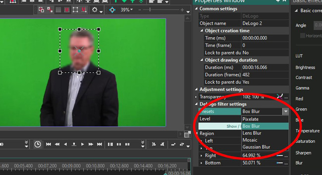 how to blur someone's face in a video in vsdc