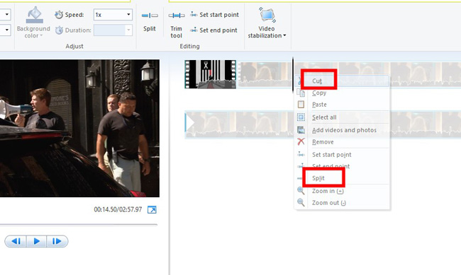 cut and split a video in windows movie maker