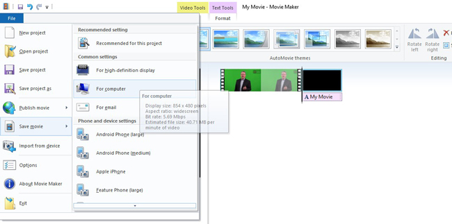 convert wmv to mp4 in windows movie maker