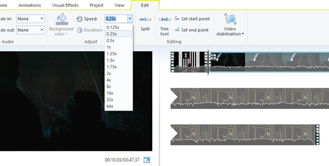 windows movie maker slow motion