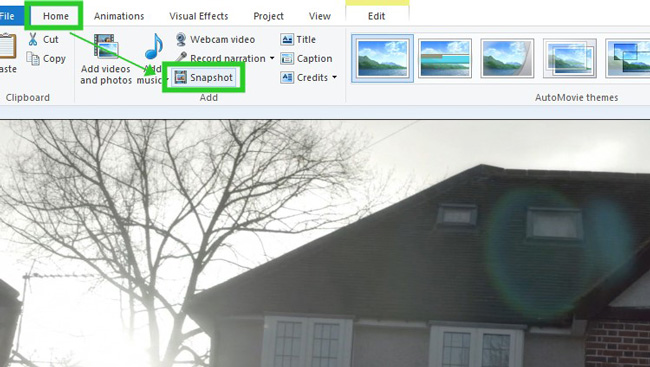 take video snapshot with windows movie maker