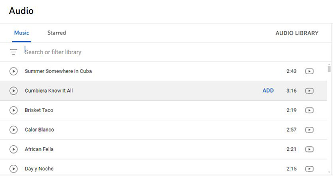 youtube studio audio library