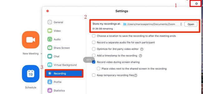 screen recording seetings on zoom