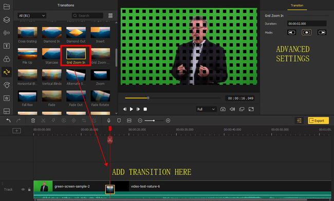 add dissolve transition to a video in videmake