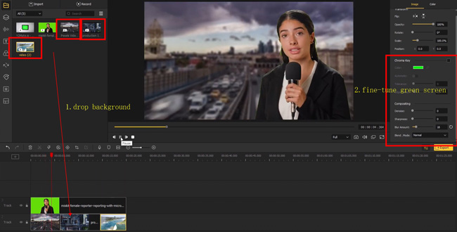 add background to your green screen videos with videmake