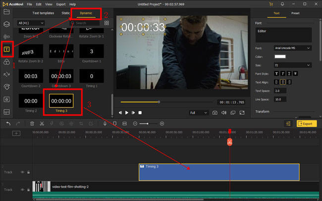 add a timer to a video in videmake