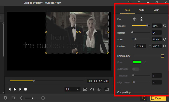 change overlay video settings with videmake