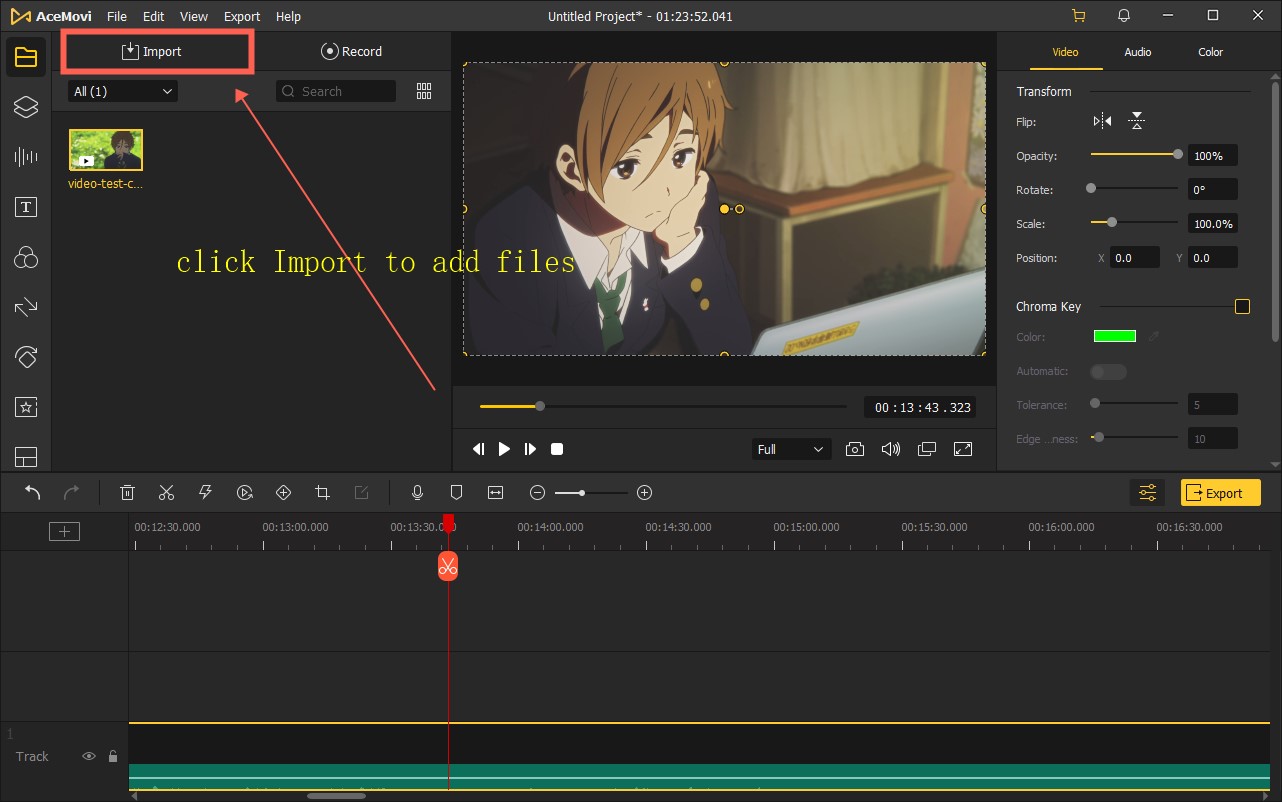 click to import files to videmake