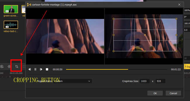 video cropping process in videmake