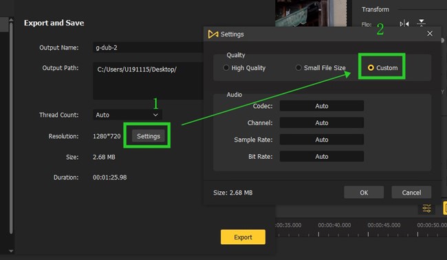 set output parameters