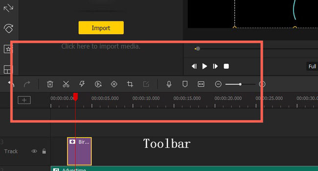 toolbar of videmake easy video editing software